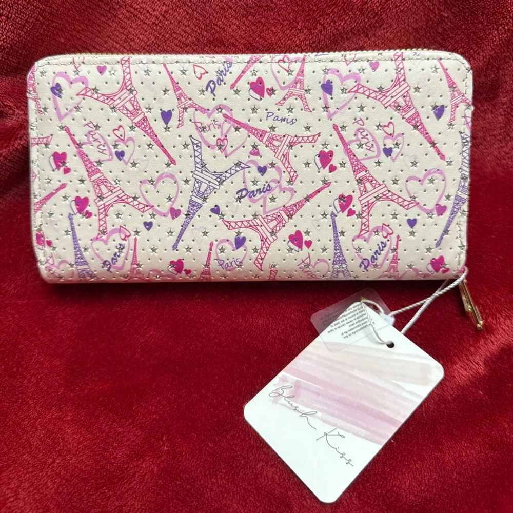 Blush kiss Paris Eiffel Tower wallet “NEW”